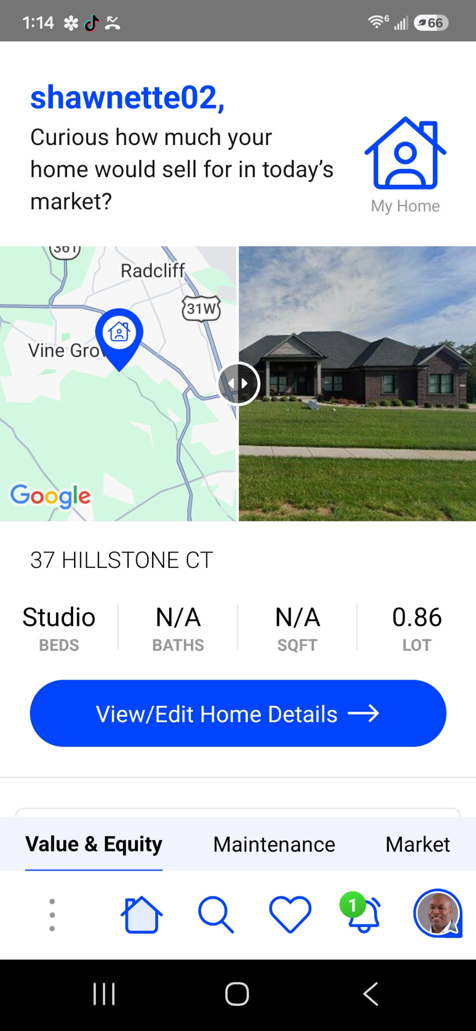 Your home dashboard screen in the Home View app
