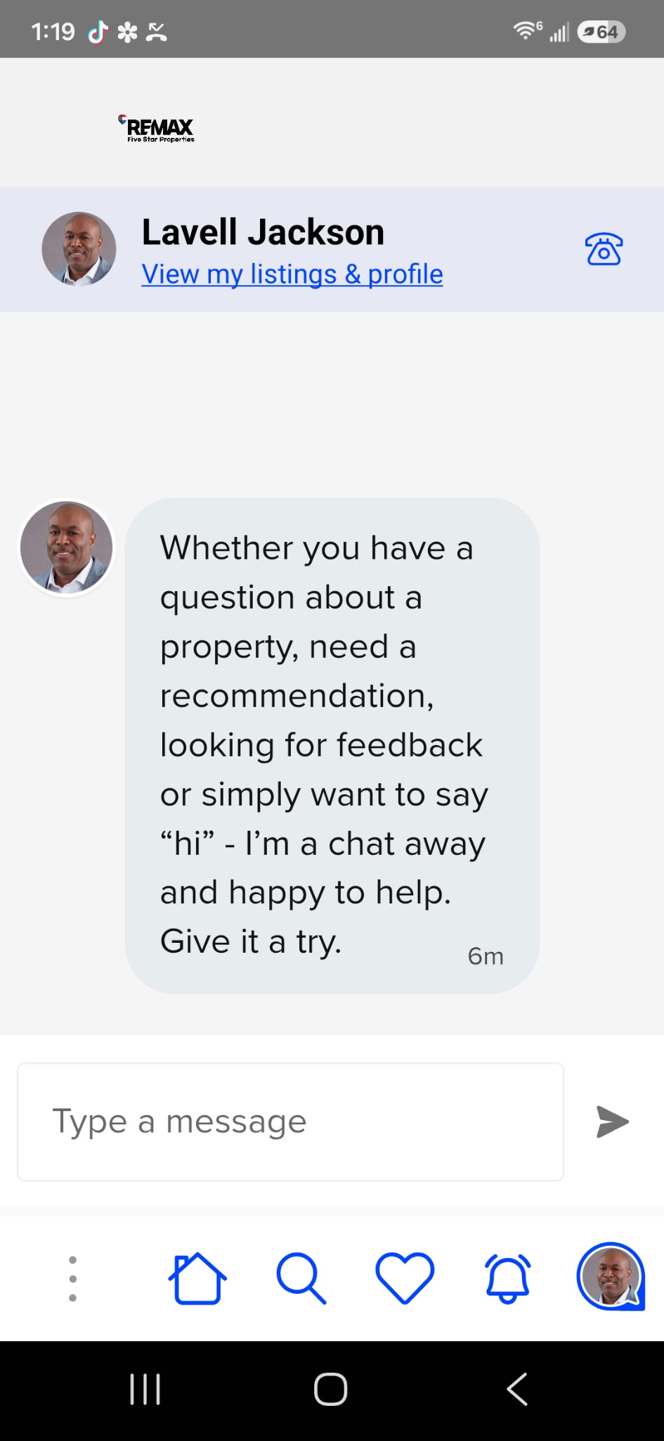 Chat with me directly screen in the Home View app